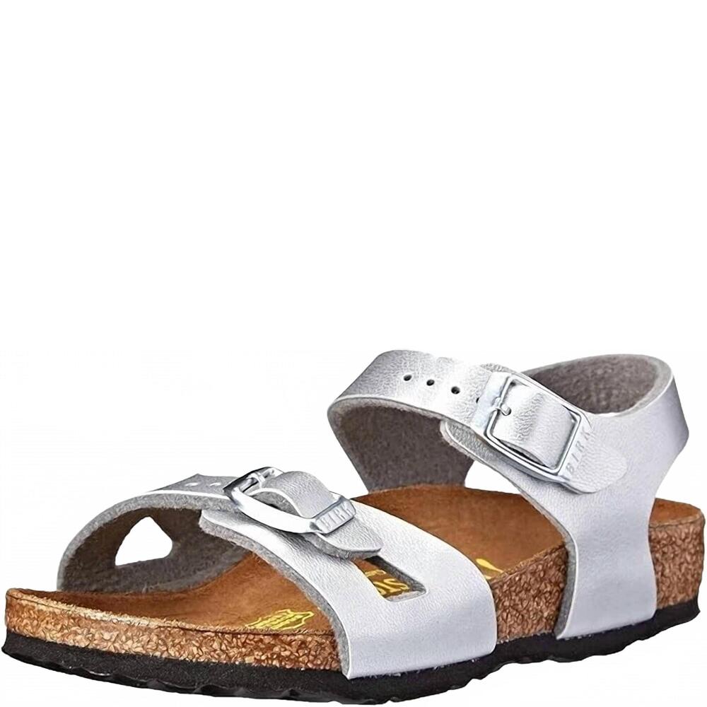 NEW BIRKENSTOCK kids rio strap sandal in silver